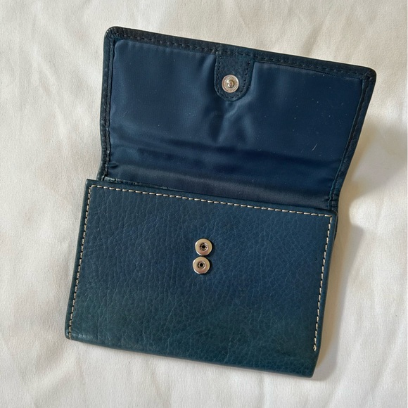 Fossil Genuine Leather Blue Trifold Wallet - Picture 3 of 7